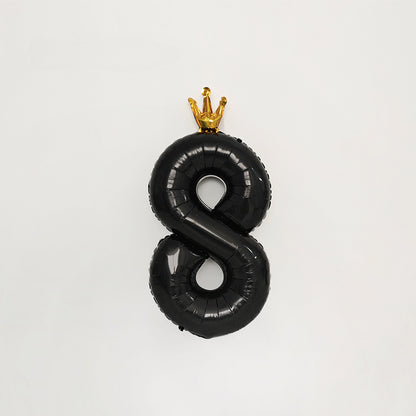 40 Inch Black Number Balloon with Gold Crown