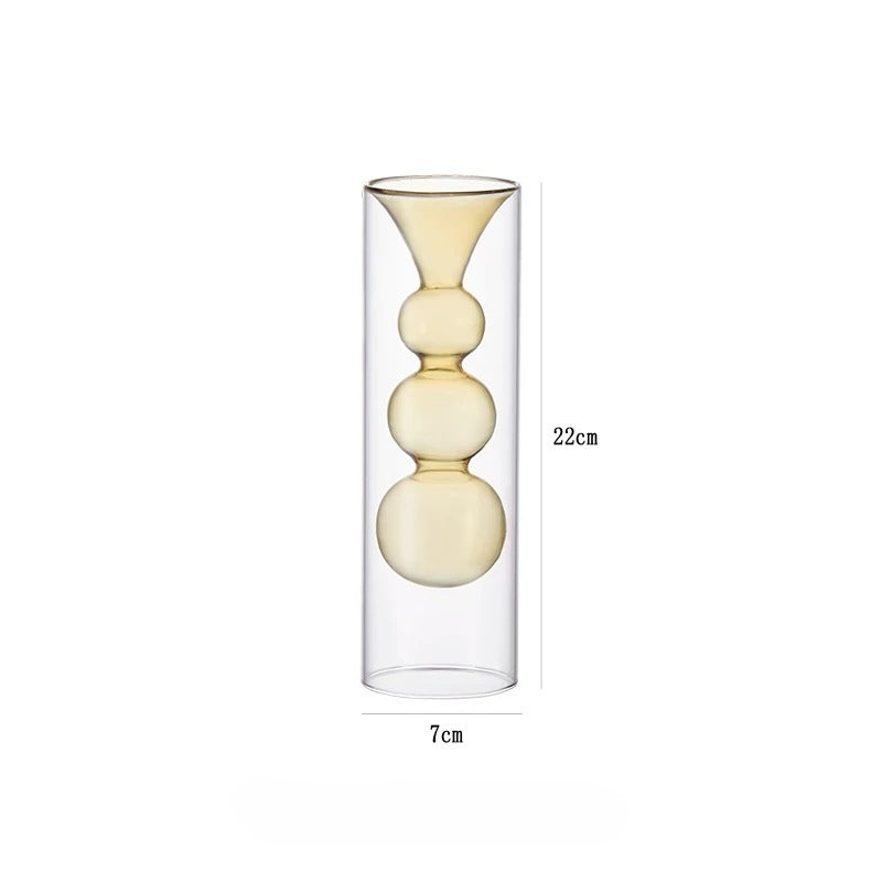 Geometric Double-Walled Glass Bubble Vase