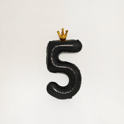 40 Inch Black Number Balloon with Gold Crown