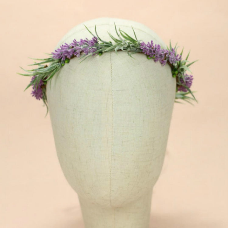 lavender flower crown wedding Lurrose Flower Headband Flower Crown Lavender Floral Wreath Headband Headpiece for Bridal Girls Women Wedding Birthday P