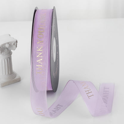 THANK YOU Gold Letters Organza Ribbon (20mmx49Yd)