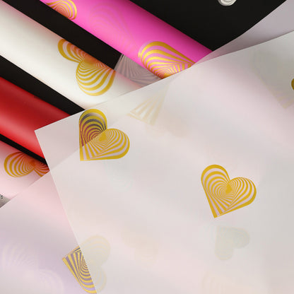 20pcs Heart-Print Cellophane Wrap for Bouquets (56x56cm)