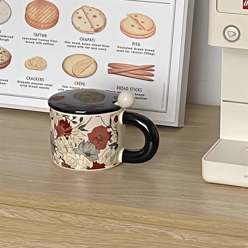 Vintage Floral Print Ceramic Coffee Mug