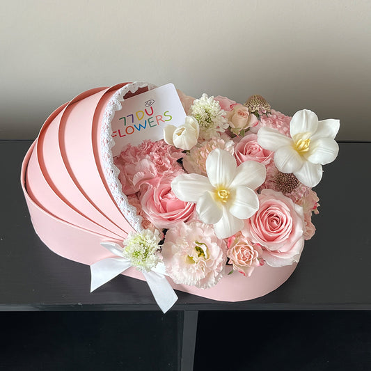 Cradle Shaped Floral Gift Wrapping Box