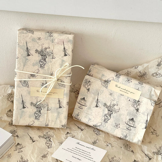 Vintage Printed Cream Tissue Paper Pack 50