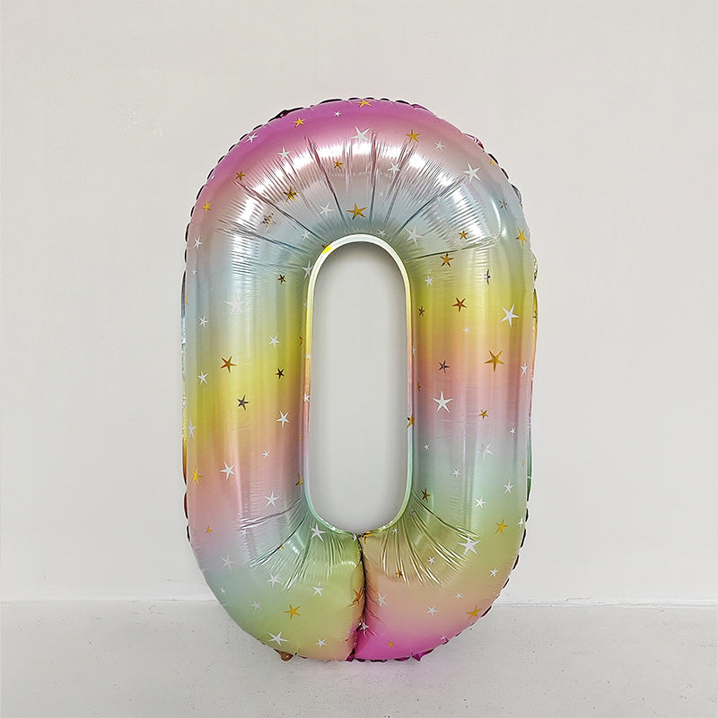 40 Inch Rainbow Star Gradient Number Balloon