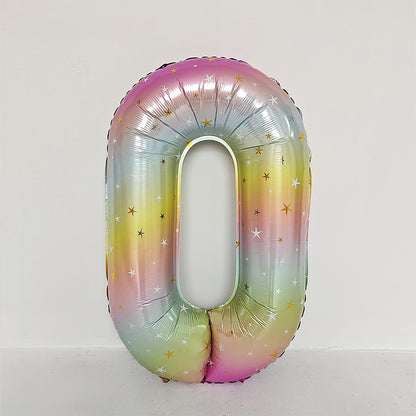 40 Inch Rainbow Star Gradient Number Balloon