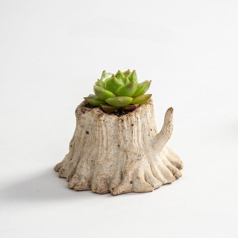 Mini Tree Stump Ceramic Succulent Planter