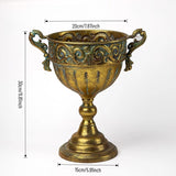 Load image into Gallery viewer, Antique Gold Metal Urn Planter Trumpet Vase