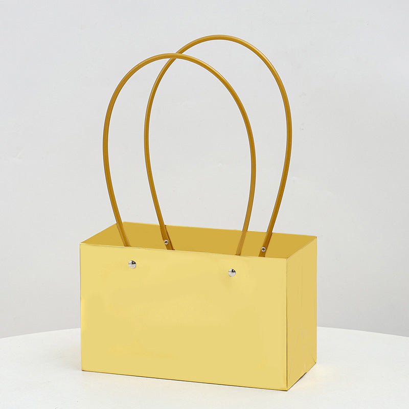 Golden Waterproof Flower Gift Bags Pack 10