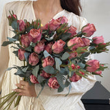 Load image into Gallery viewer, Retro Aesthetic Artificial Dried Rose Bouquet 60cmH