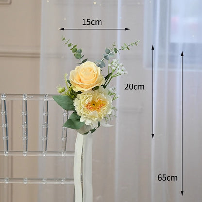 Artificial Rose & Poney Chair Back Flowers