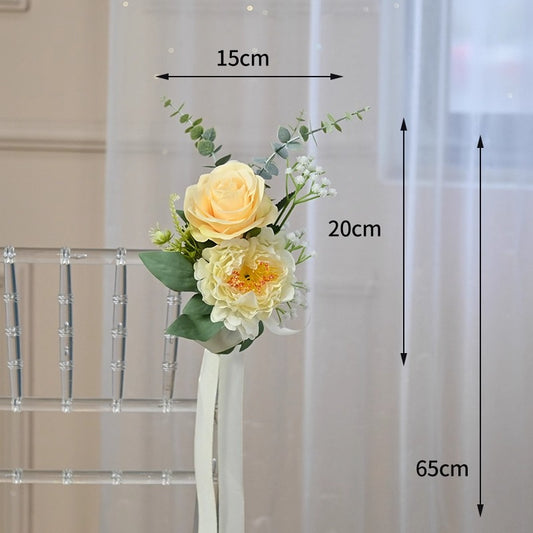Artificial Rose & Poney Chair Back Flowers