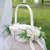 Load image into Gallery viewer, Wedding Flower Girl Basket with Flower Accents