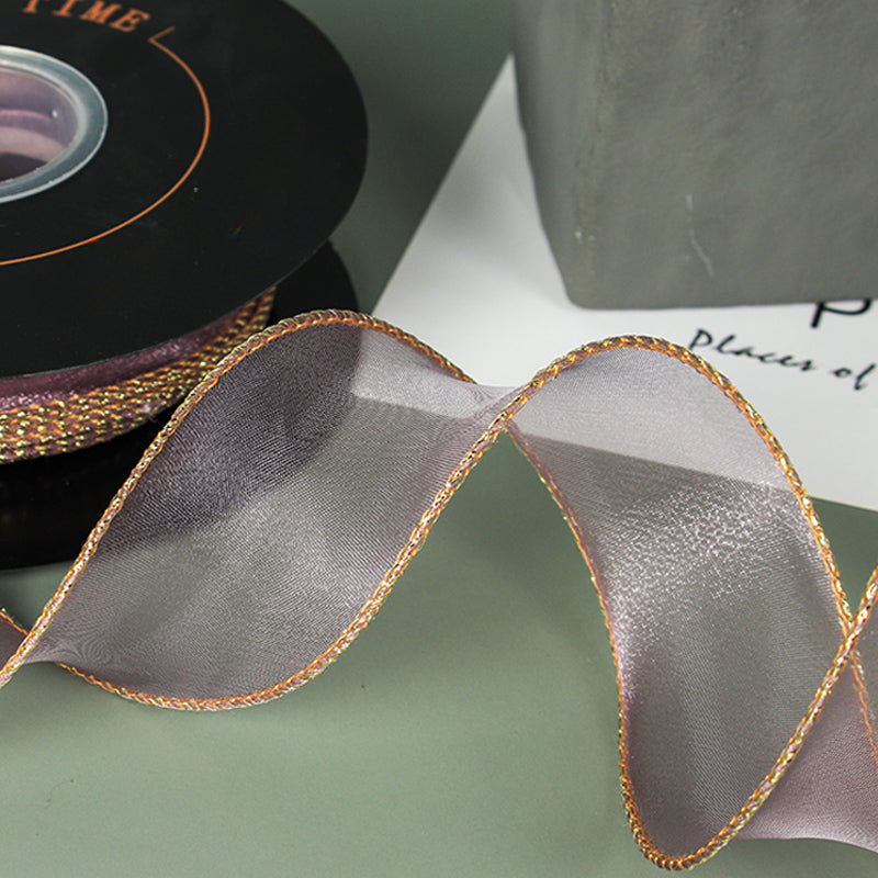 Curling Gold Edge Organza Ribbon (40mmx10Yd)