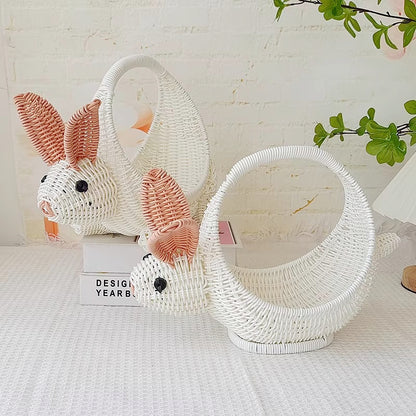 Handwoven Bunny Rattan Basket