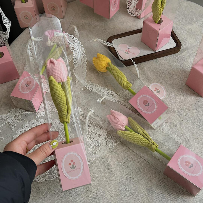 Transparent Single Stem Floral Gift Box Pack 10