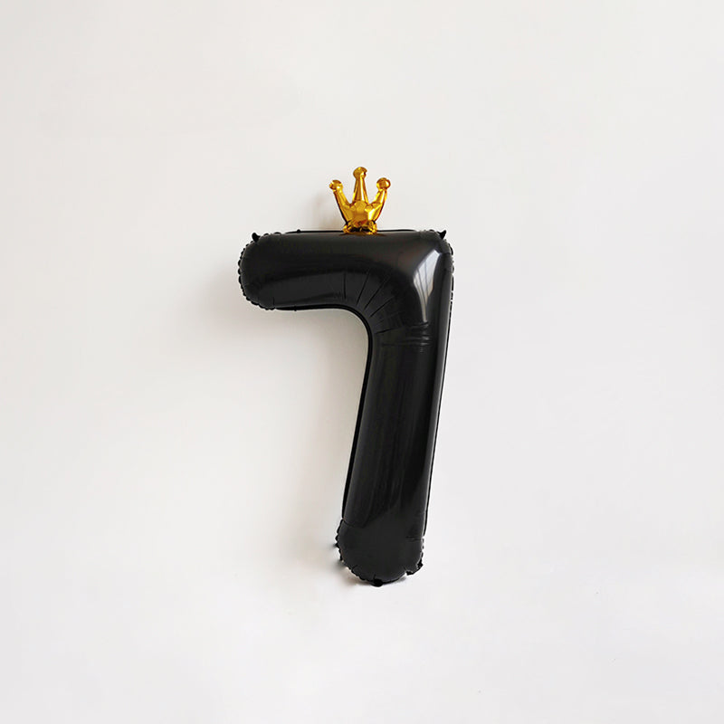 40 Inch Black Number Balloon with Gold Crown