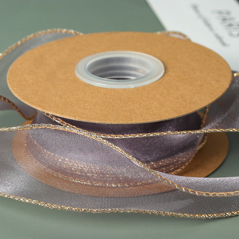 Curling Gold Edge Organza Ribbon (40mmx10Yd)