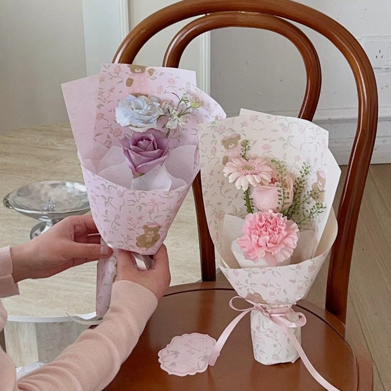 Bear Floral Bouquet Wrap Paper Pack 20 (15" x 20")