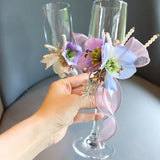 Load image into Gallery viewer, Lilac Artificial Flower Champagne Flute Decor (Set of 2)