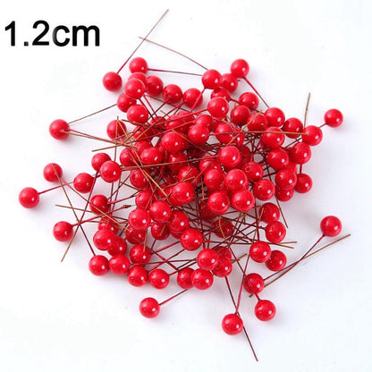 50pcs Artificial Mini Holly Berries on Wire