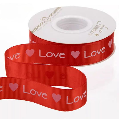 LOVE Heart Print Valentine’s Day Ribbon (2.5cmx25Yd)