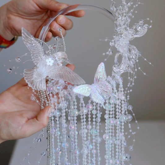Crystal Beading Waterfall Hoop Wedding Bouquet