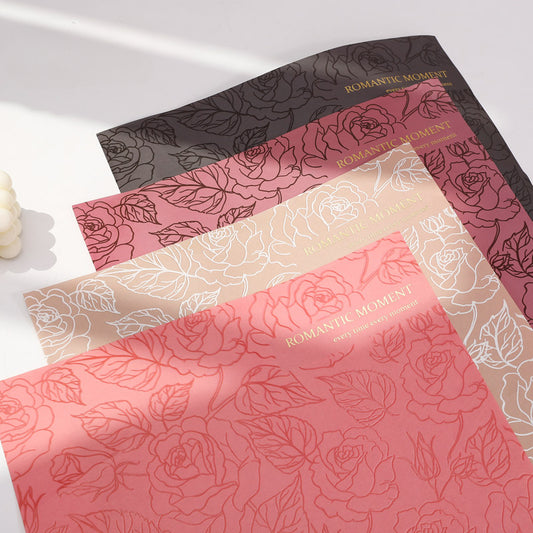 Waterproof Embossed Rose Bouquet Paper Pack 20 (37x52cm)