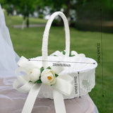 Load image into Gallery viewer, Wedding Flower Girl Basket with Flower Accents