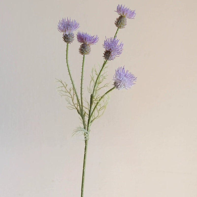 23" 5-Head Flocked Artificial Thistle Spray