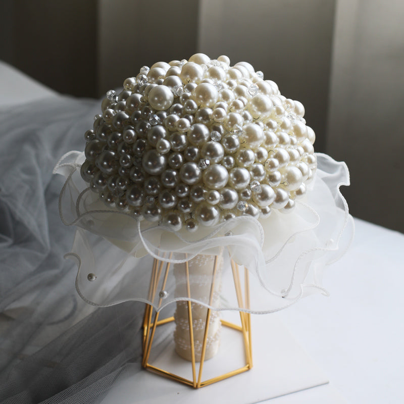 Handmade Pearl Rhinstone Bride Bouquet