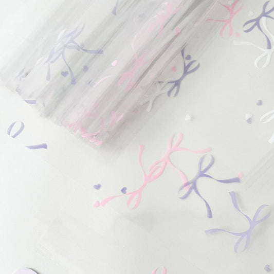20pcs Bow Printed Clear Cellophane Wrap (57x57cm)