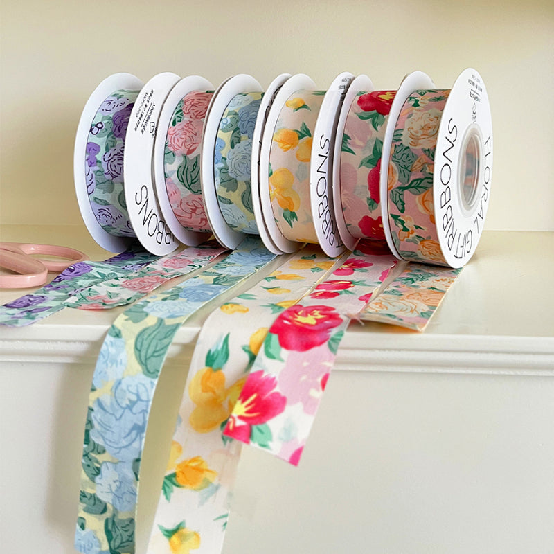 Double Faced Floral Printing Fabric Ribbon