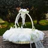 Load image into Gallery viewer, Lace Flower Girl Basket with Crystal Pendant