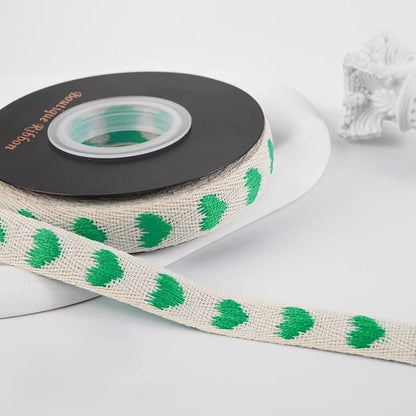 Heart Embroidery Cotton Ribbon (1.5cmx10Yd)