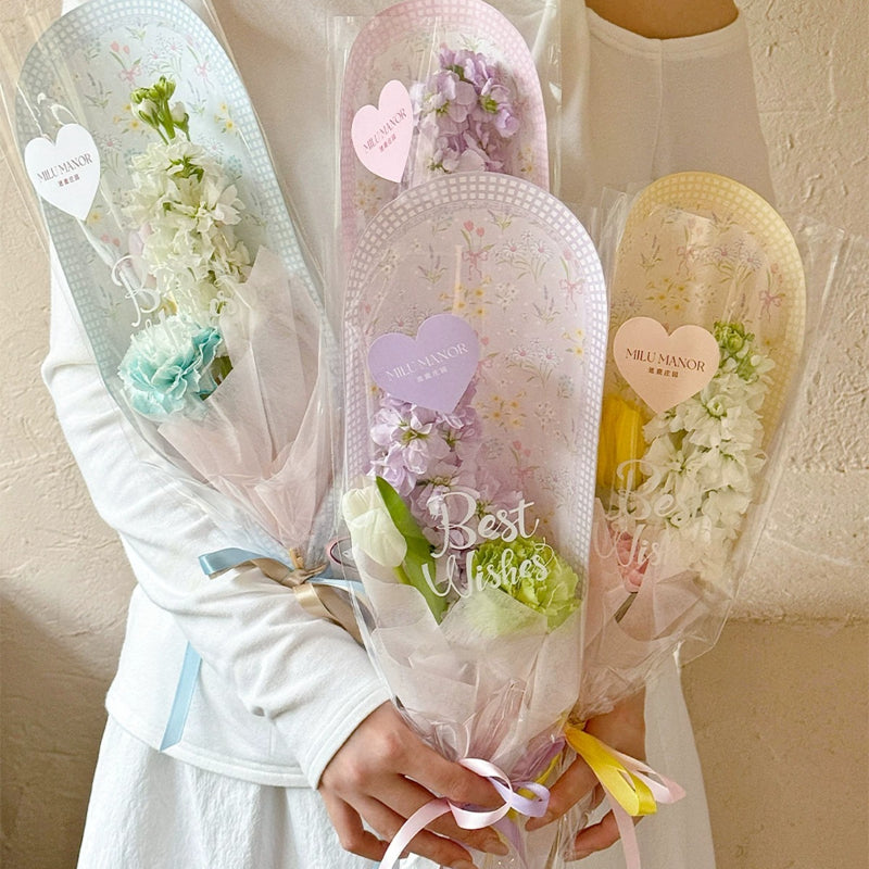 Papier de support et tiges de rose individuelles transparentes, lot de 50
