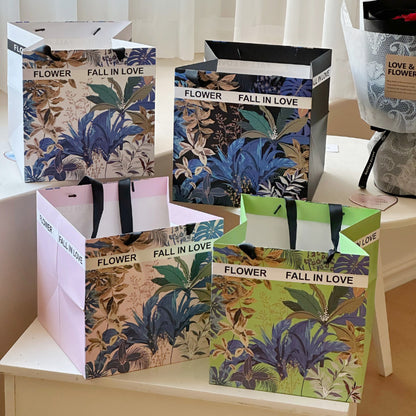 Tropical Wide Bottom Square Gift Bags Pack 10