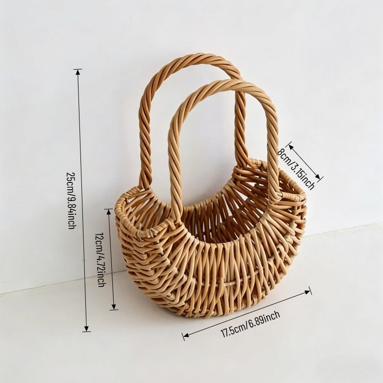 Miniature Half-moon Rattan Basket