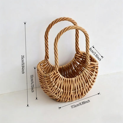 Miniature Half-moon Rattan Basket