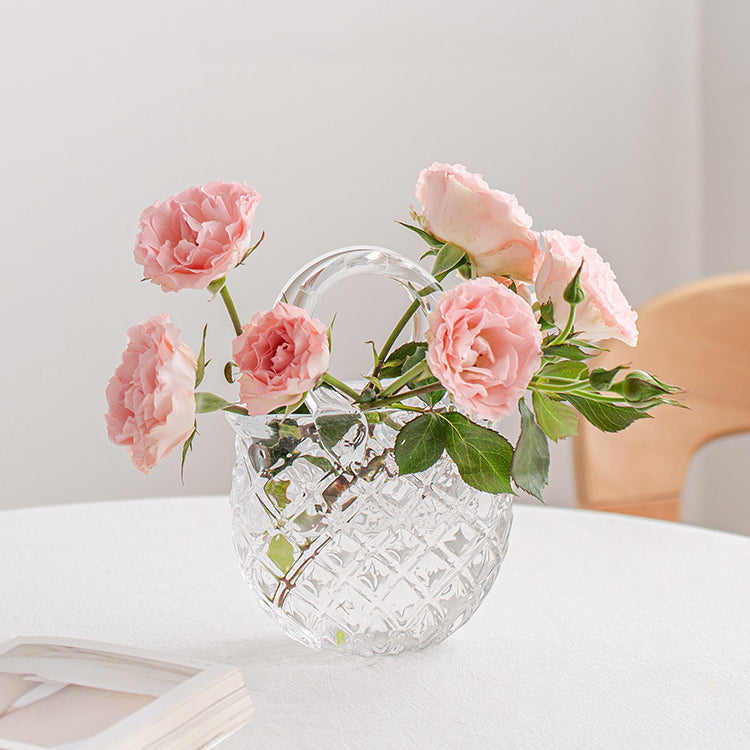 Quilted Texture Glass Handbag Vase