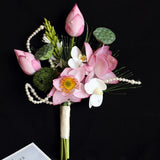 Load image into Gallery viewer, Pink Lotus &amp; Orchid Pearl Bridal Bouquet