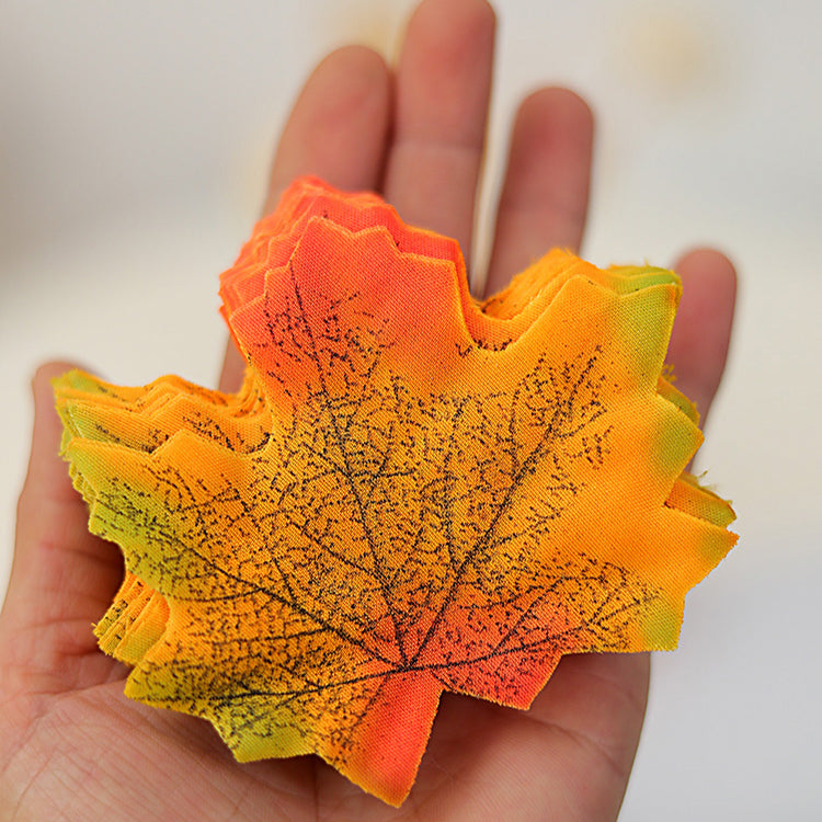 100PCS Artificial Maple Leaves Autumn Decor