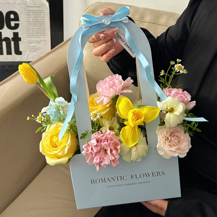 9pcs Solid Color Flower Gift Box with Handle