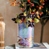 Load image into Gallery viewer, Iridescent Textured Glass Cylinder Vase