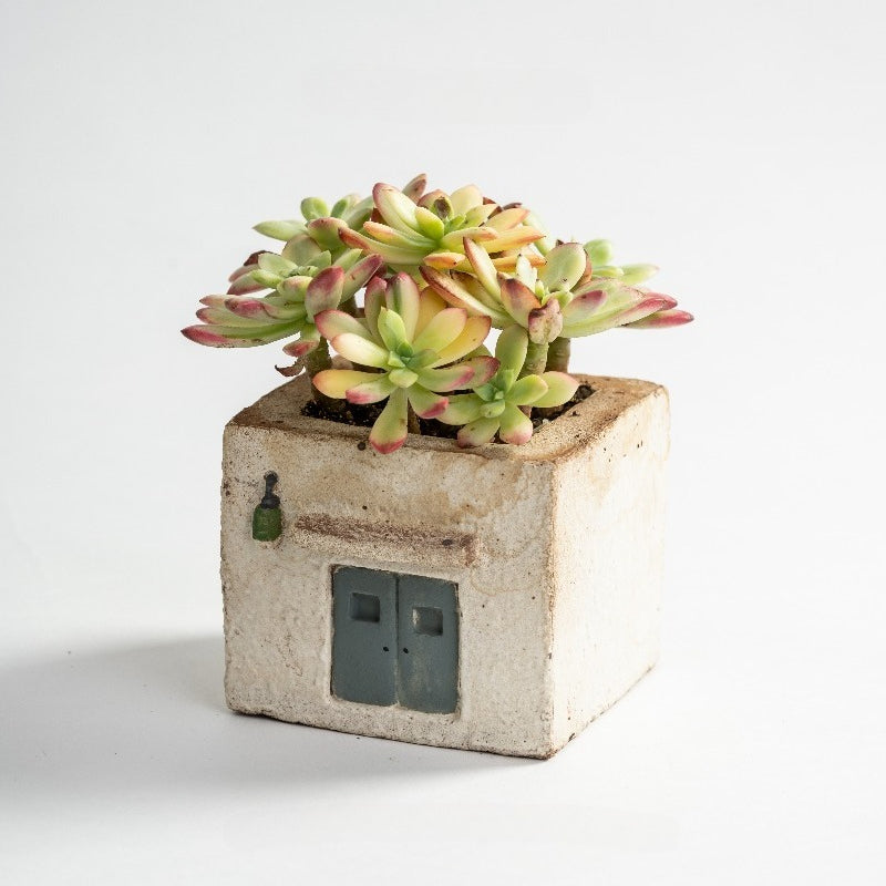 Whimsical Cozy Cafe Ceramic Planter Pot