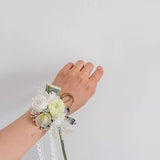 Load image into Gallery viewer, Preserved Green Rose Boutonniere &amp; Wrist Corsage