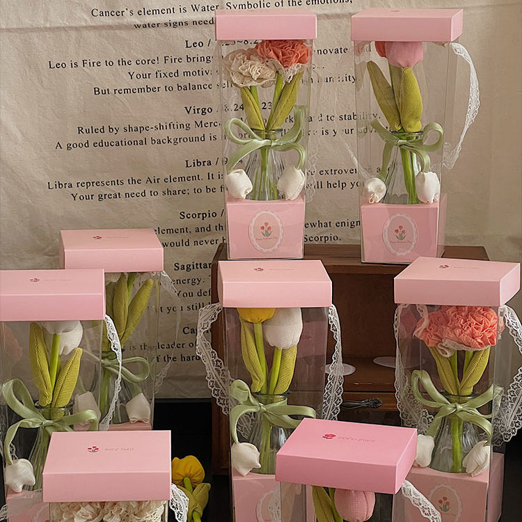 10pcs PVC Square Flower Gift Box with Handle