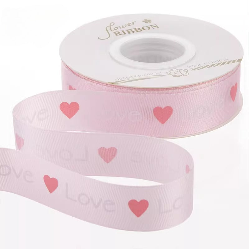 LOVE Heart Print Valentine’s Day Ribbon (2.5cmx25Yd)