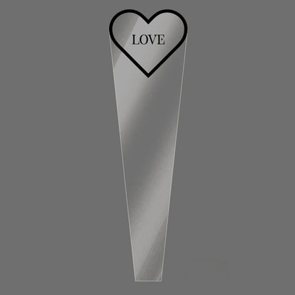 Clear Single Rose Sleeves with Heart Frame Pack 100